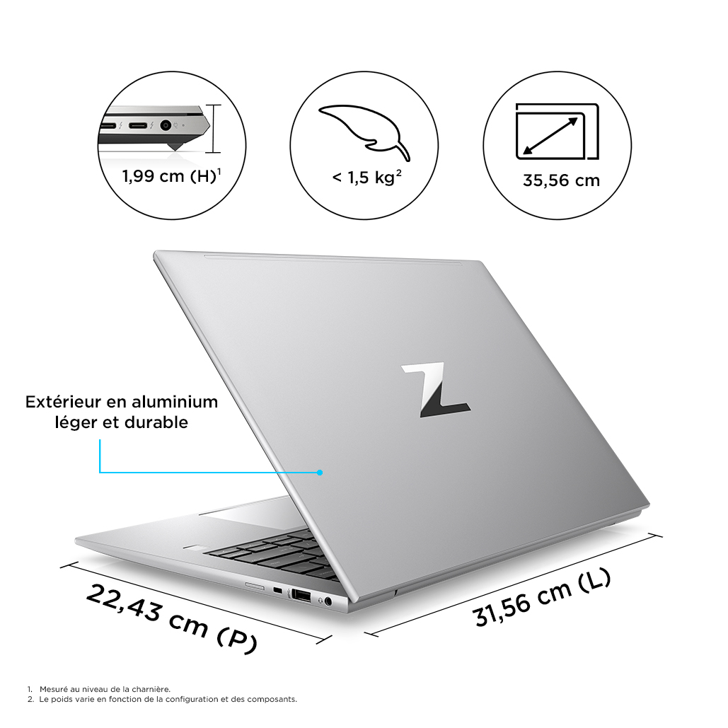 HP Zbook Firefly 14 - Dimensions (Metric)